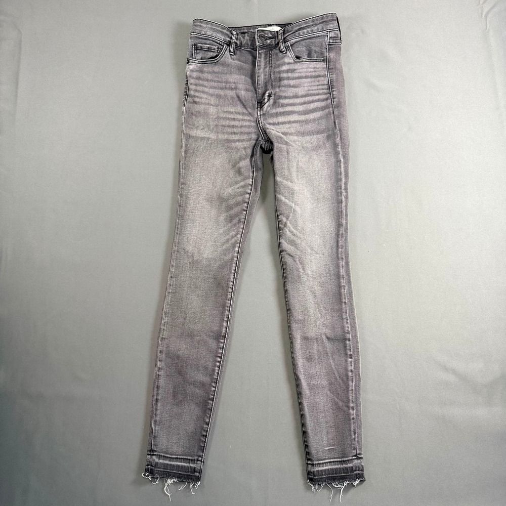 Abercrombie & Fitch Skinny Jeans Gray Raw Hem Stretch Women's Size 2 W26